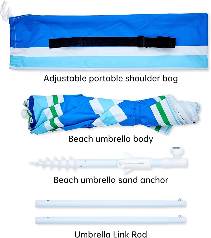 Aohanoi Outdoor Umbrella - Sun Protection, Rain Resistant, Windproof with Manual Open-Close Feature - Ideal for Beach, Camping, and Picnics