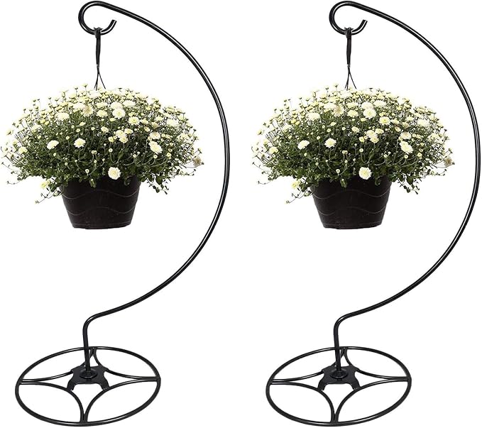 Ashman Shepherd Hook Stand, Bird Cage Stand, Outdoor and Indoor Flower Basket, Patio Plant and Bird Feed Station Stand(2 Pack)