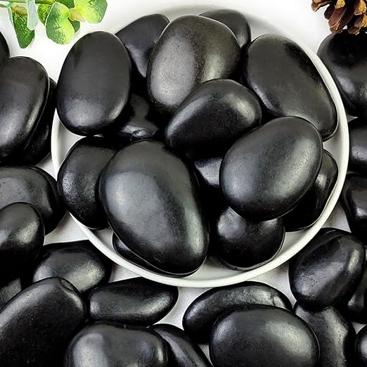 YISZM 20lbs Black Pebbles for Landscaping, 2-3 Inch High Polished Natural Large River Rocks for Plants, Decorative Stones Vase Filler Fish Tank Aquariums Garden Outdoor and Indoor DIY