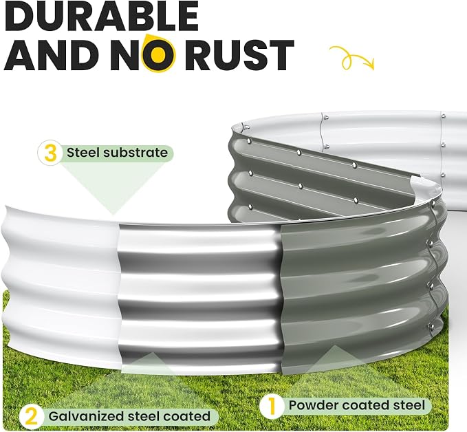 Pattiumo Galvanized Raised Garden Bed 6x3x1 FT, Oval Metal Raised Garden Bed Outdoor Planter Box with Open Bottom, Rust-Resistant Steel Garden Bed for Vegetables Herbs Flowers, Easy Assembly
