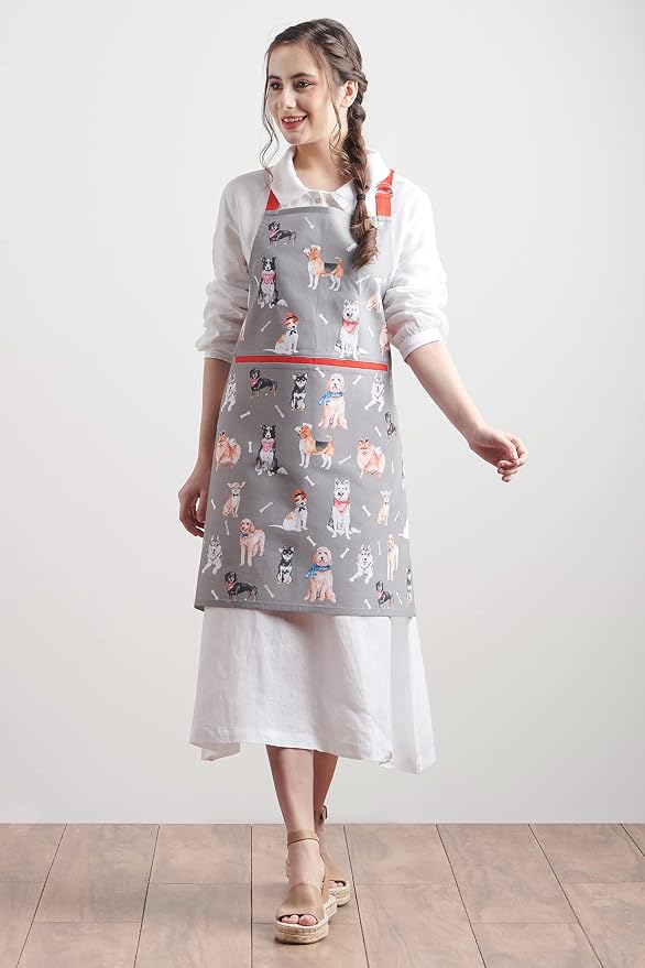 Maison d' Hermine Aprons for women with Pocket 100% Cotton (27.50"x31.50") | Adjustable Neck Strap & long ties Apron Men Chef Wedding Cooking Gardening Server Maid