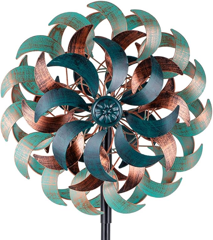 Stargarden Wind Spinners for Yard and Garden, 6 Layers Windmill | Metal Wind Sculptures & Spinners with Sturdy Stakes, Metal Yard Art Decoration