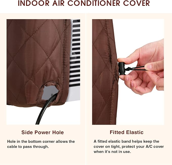 KylinLucky Indoor AC Cover for Window Unit 17 x 13 x 3 inches | Inside Air Conditioner Cover, Dust Protection, Brown