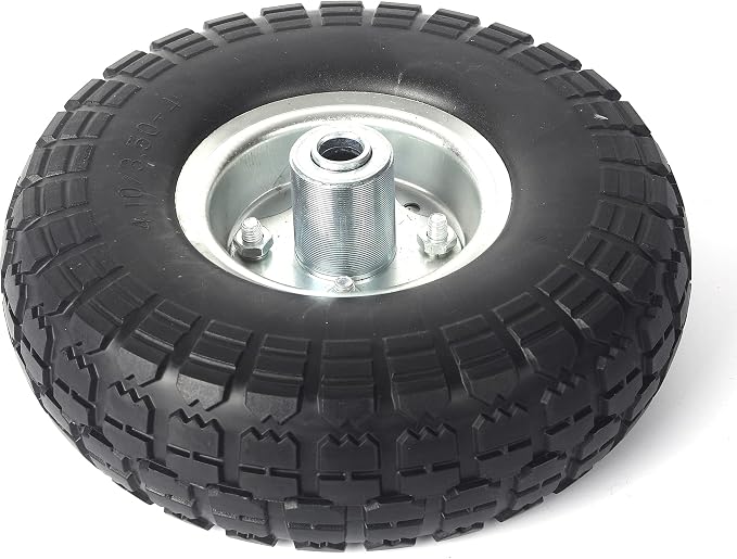 AR-PRO (4-Pack) 10-Inch Solid Rubber Tire Wheels - Replacement 4.10/3.50-4" Flat Free Tire with 5/8" Bearings, 2.2" Offset Hub - Perfect for Lawn Garden Cart, Hand Truck, Wheelbarrow, Utility Cart