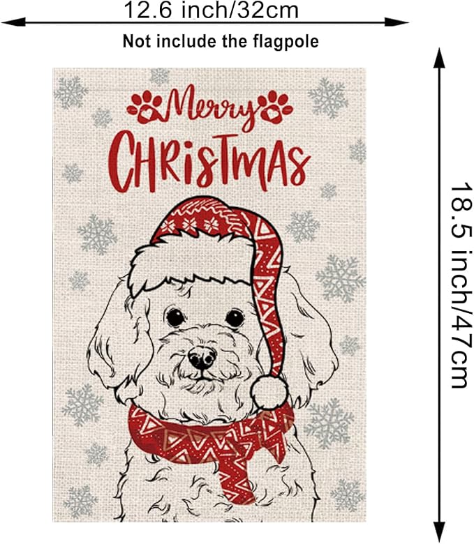 Seasonal Garden Flags Bichon Frise Double Sided Flags Set of 11 Holiday Farmhouse Indoor Outdoor Yard Lawn Christmas Gifts Decorations 12.5x18 Inch