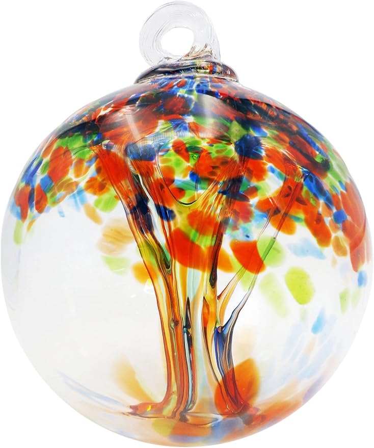 Dale Tiffany Hand Blown Glass, 6" Diameter Royal, Tree of Life Collection, Witch Globe Hanging Garden Indoor/Outdoor Decorative Ornament Gazing Ball