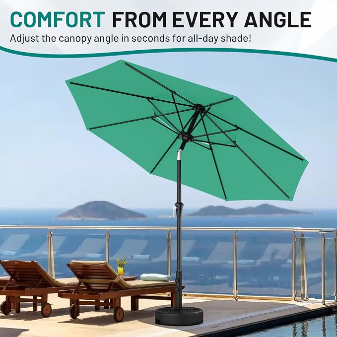 AreShark 9ft 2 Tiers Patio Umbrella - Outdoor Umbrella Waterproof UV Protection, Market Table Umbrella w/Push Button Tilt&Crank for Pool, Porch, Garden(Turquoise)