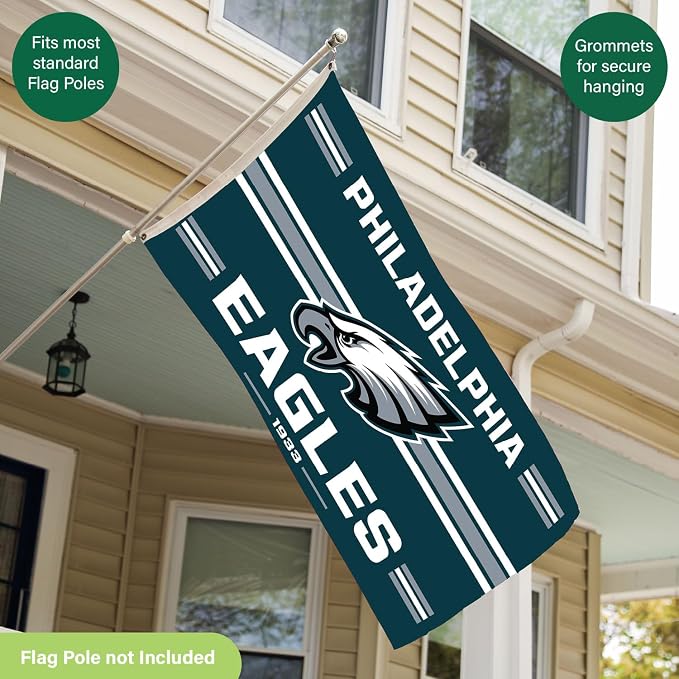 NFL 3 x 5 Outdoor Durable Flag with Grommets | Heavy Duty Flag & Banner for Outdoor Garden Patio Decoration | Indoor Wall Decor Flag for Room | Works with Flag Poles for Outside House (Philadelphia Eagles-Vintage)
