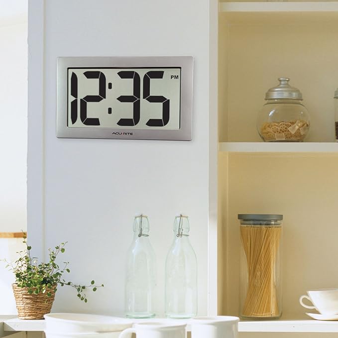 AcuRite 75102 9.5" Large Digital Clock with Intelli-Time Technology