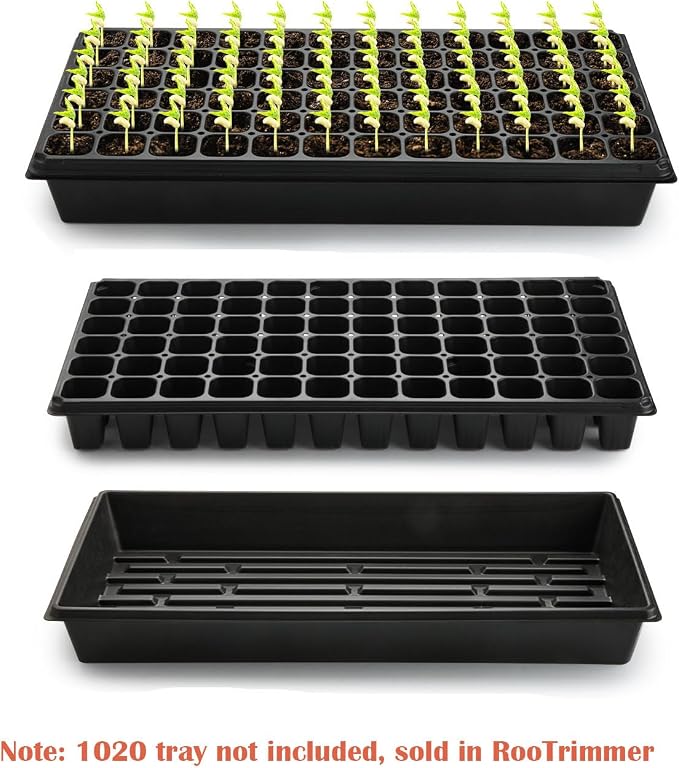 RooTrimmer Deep 72 Cell Seedling Trays, Thick Durable 72 Cell Plug Tray Big Cell Seed Trays for 1020 Flat Trays Germination (10-Pack, 21.25"×11", 2.36" Height, High)