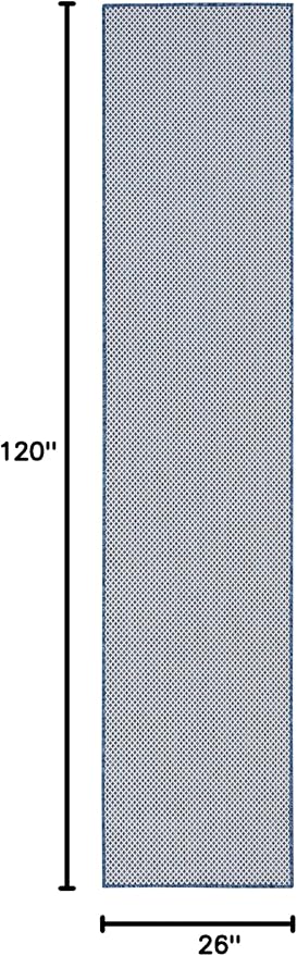 Nourison Home Courtyard Ivory Blue 2'2" x 10' Area Rug - Easy Clean, Non Shedding, Bed Room, Living Room, Dining Room, Kitchen (10' Runner)