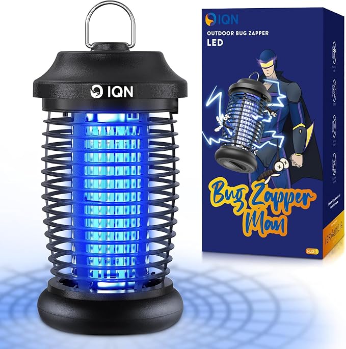 Bug Zapper Outdoor, Plug in Electric Mosquito Fly Zapper w/ 15W Light & 4200V Grid & on/Off Switch, Mosquito Traps & Killer for Indoor, Kitchen, Patio, Backyard and More (Black)