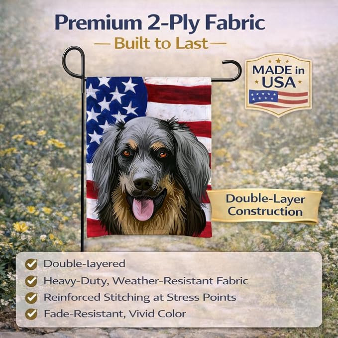 Caroline's Treasures CK6561GF Hovawart Dog American Flag Garden Flag Mailbox Flag Decorative Yard Flag Banner Outside Patio Artwork Yard Flower Beds, Garden Size, Multicolor