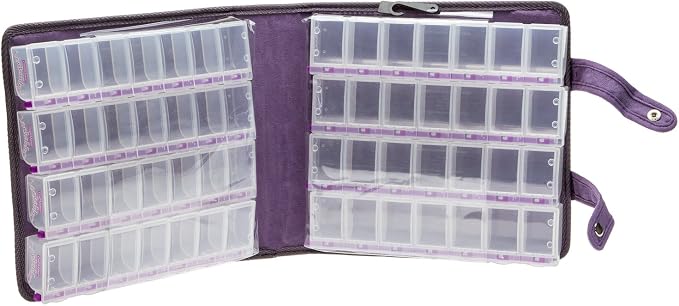 Craft Mates Double-Sided Case, 8 Organizers, Locking Compartments, Clear | Clear Plastic Storage for Buttons, Pins, Jewelry, Diamond Art & Craft Supplies, Large Portable Organizer for Crafters