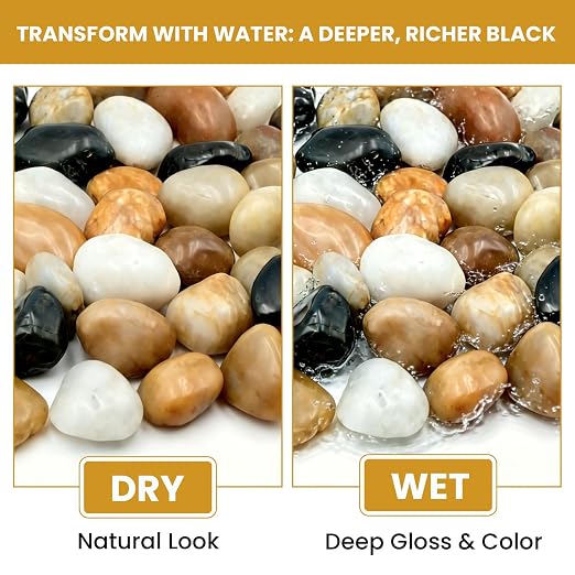 1-2 Inch Mixed Color River Rocks, 12LB Polished Natural Decorative Pebbles for Indoor Plants, Planters, Vase Fillers, Fish Tank Rocks, Aquarium Decor, Garden Landscaping & Outdoor DIY