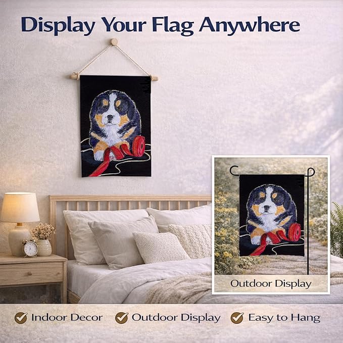 Caroline's Treasures SS8569GF Bernese Mountain Dog Garden Flag Mailbox Flag Decorative Yard Flag Banner Outside Patio Artwork Yard Flower Beds, Garden Size, Multicolor