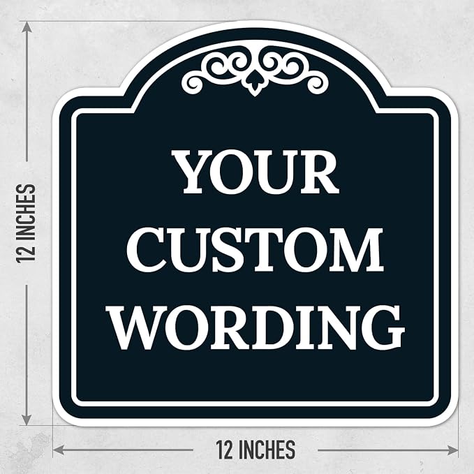 Custom Decorative Sign, Personalized Metal Sign for Business, Driveway, Home, Airbnb, Office Door Plaque, Black Background, 12x12 Inches, ACM, Fade Resistant, Made in USA