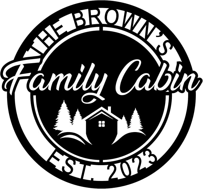 Personalized Family Cabin Sign Custom Metal Wall Decor, Last Name Monogram Sign with Established Year, Rustic Farmhouse Outdoor Decoration, Family Name Cabin Decor for Porch Yard Patio, Wedding Gift, Housewarming Gift