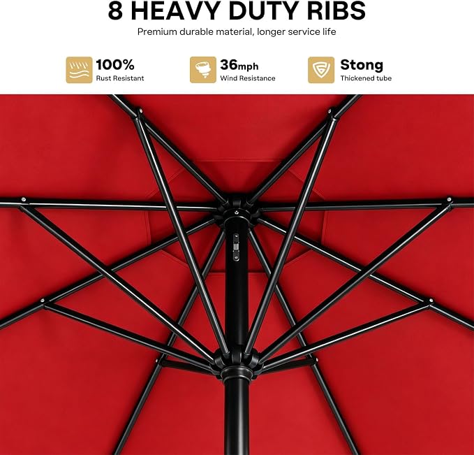 Sannwsg Outdoor Patio Umbrella,Table Umbrella with Push Button Tilt and Crank,Market Umbrella with 8 Sturdy Ribs,Yard Umbrella