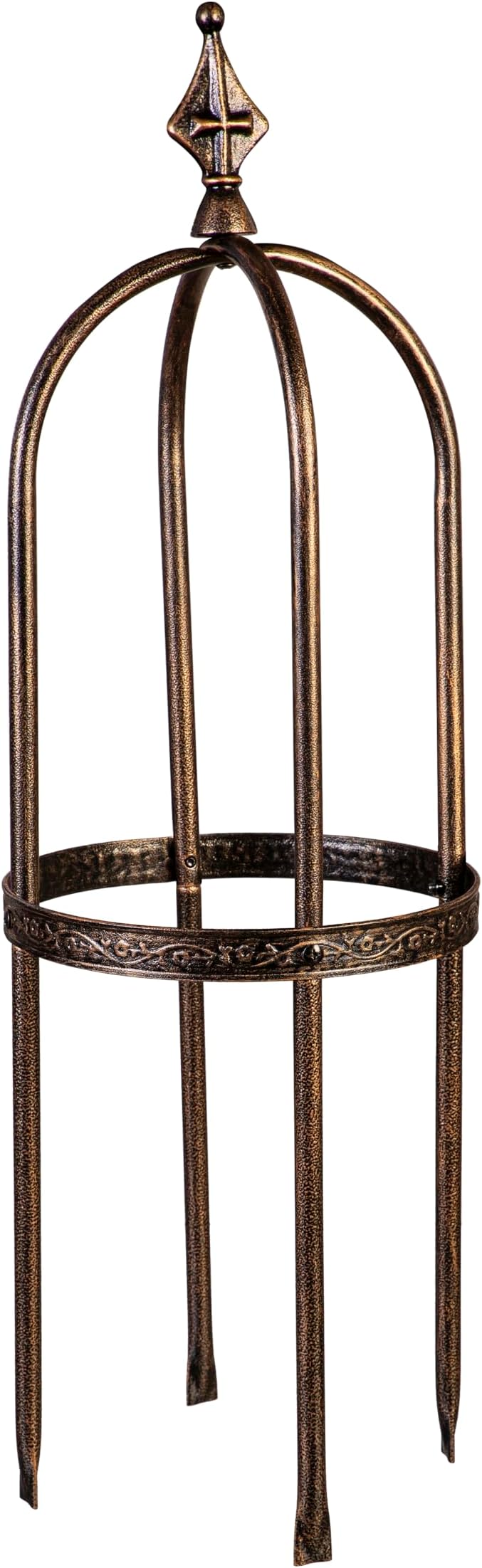 Evergreen 5 ft Garden Trellis for Climbing Plants Vines, Jasmine & Flowers, Rustproof Metal Obelisk Trellises, Outdoor & Indoor Plant Support for Potted Planters (Antique Copper)