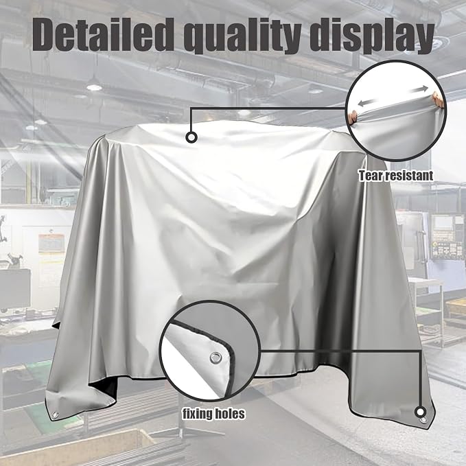 Jumbo Machine Cover - Breathable, Rust Preventing, Water & Dust Proof, Tear Resistant Silver (Silver+Black, 112.20*72.83)