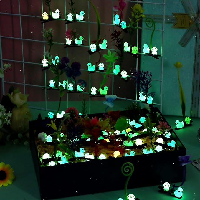Tigeen 30 Pcs Glow Rave Trinkets Festival Duck Hair Clip with Bean Sprout Mushroom Sprout Hairpins Holiday Funny Plant Flower Hair Accessories for Women Music Festival