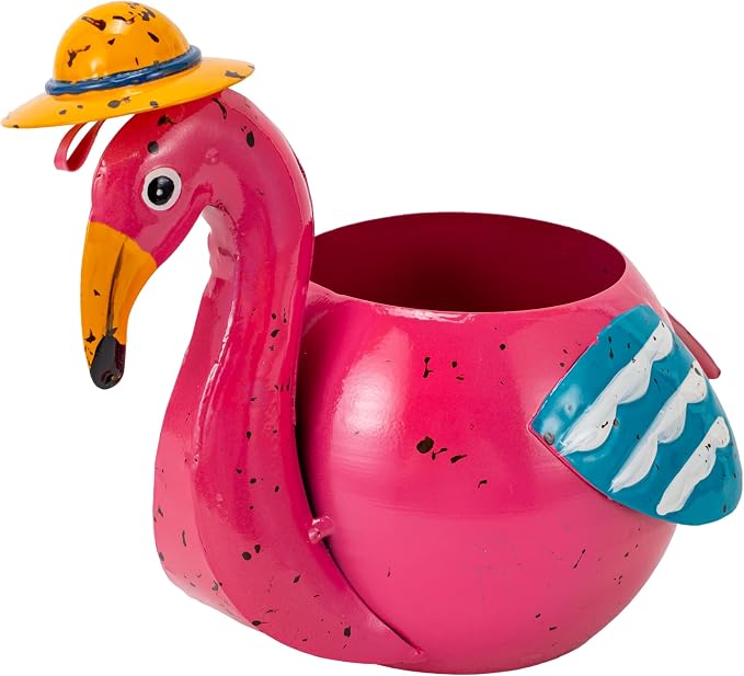 Flamingo Planter Small Succulent Pots Metal Animal Planters | Decorative Flower Pot Pink Flamingo Decorations for Indoor Outdoor Garden Statues Yard Art Charming Home Décor