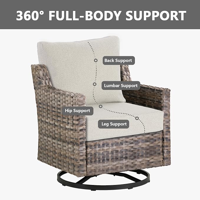 Goodgoods 22 x 24 Outdoor Patio Deep Seat Cushions 2-Pack, 1000+ Hours Fade-Resistant & Water-Resistant Outdoor Furniture Chair Cushions with 35D High-Resilience Foam for Sofa Chair, Light Gray