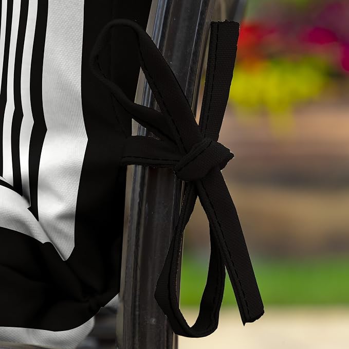 Arden Patio Dining Outdoor Chair Cushions, 20x44, Rain-Proof Seat Pad, Fade-Resistant Outdoor Cushion Black Cabana Stripe