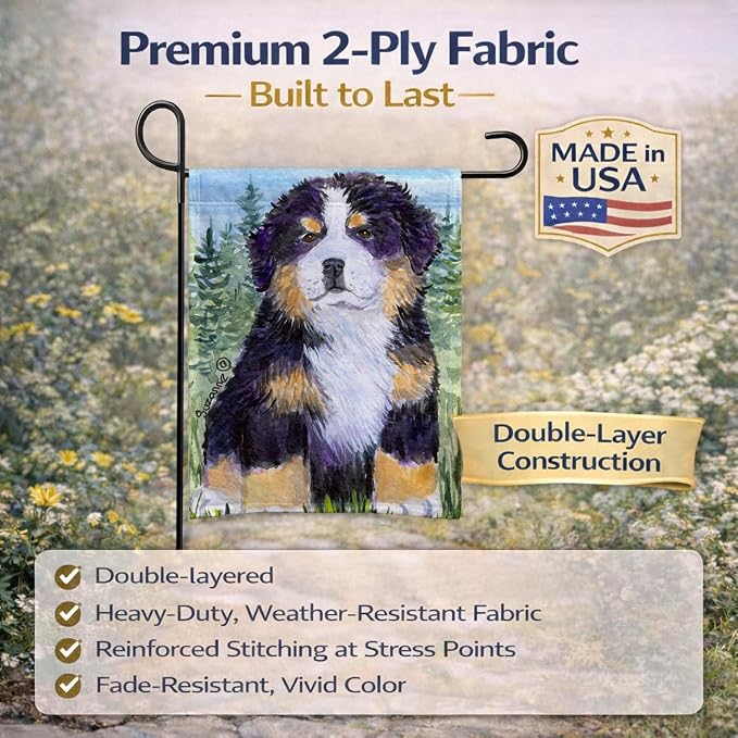 Caroline's Treasures SS8861GF Bernese Mountain Dog Garden Flag Mailbox Flag Decorative Yard Flag Banner Outside Patio Artwork Yard Flower Beds, Garden Size, Multicolor