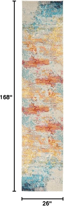 Nourison Home Celestial Sealife 2'2" x 14' Area Rug - Easy Clean, Non Shedding, Bed Room, Living Room, Dining Room, Kitchen (14' Runner)