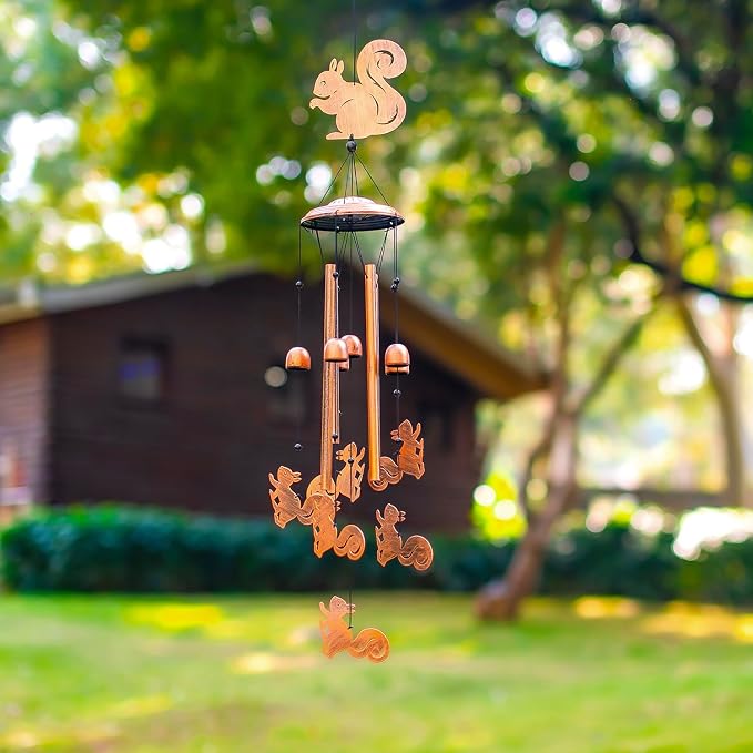 Squirrel Wind Chimes for Outside,Squirrel Gifts for Women Men/Memorial Gift/Birthday Gifts Metal windchimes Outdoors/Indoors,Garden Decor,Patio,Home,Porch,Yard Decorations