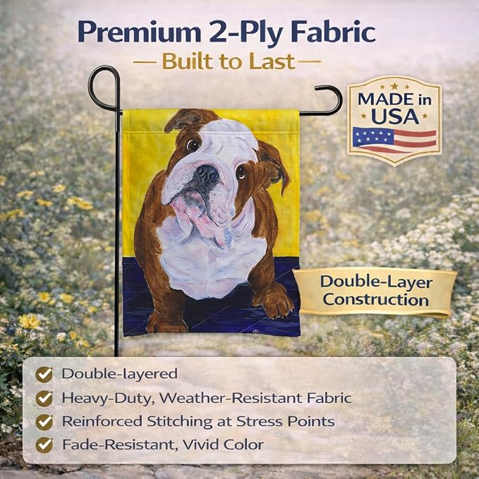 Caroline's Treasures SS8415GF English Bulldog Garden Flag Mailbox Flag Decorative Yard Flag Banner Outside Patio Artwork Yard Flower Beds, Garden Size, Multicolor