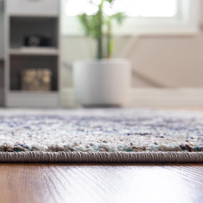 Unique Loom Trellis Frieze Collection Area Rug - Geometric (8' x 11', Blue Multi/ Ivory)