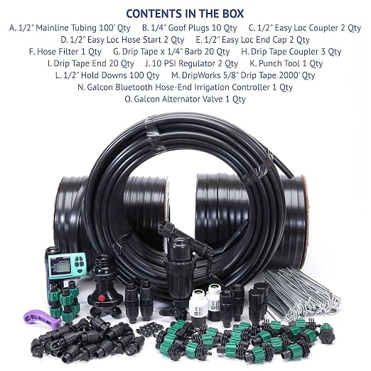 Dripworks Drip Tape Irrigation Kit for Watering Row Crops in Farms - Waters Upto 40 100' Rows (1/4 Acre) | Agricultural Grade Components | Trusted Brand Since 1991