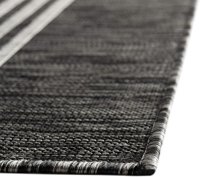 Unique Loom Outdoor Collection Area Rug - Anguilla (4' 1" x 6' 1" Rectangle, Charcoal/ Ivory)