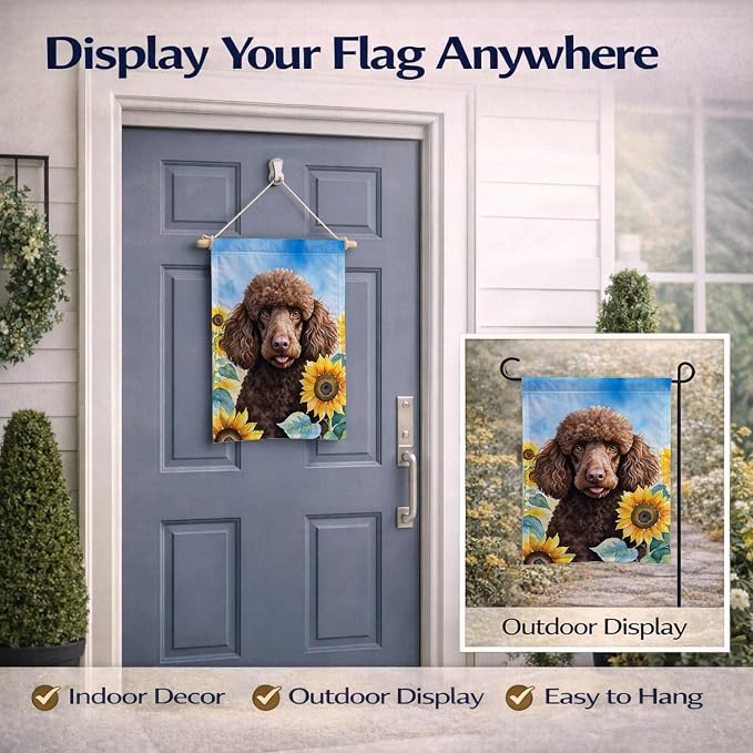 Caroline's Treasures DAC6140GF Chocolate Poodle in Sunflowers Garden Flag Mailbox Flag Decorative Yard Flag Banner Outside Patio Artwork Yard Flower Beds, Garden Size, Multicolor