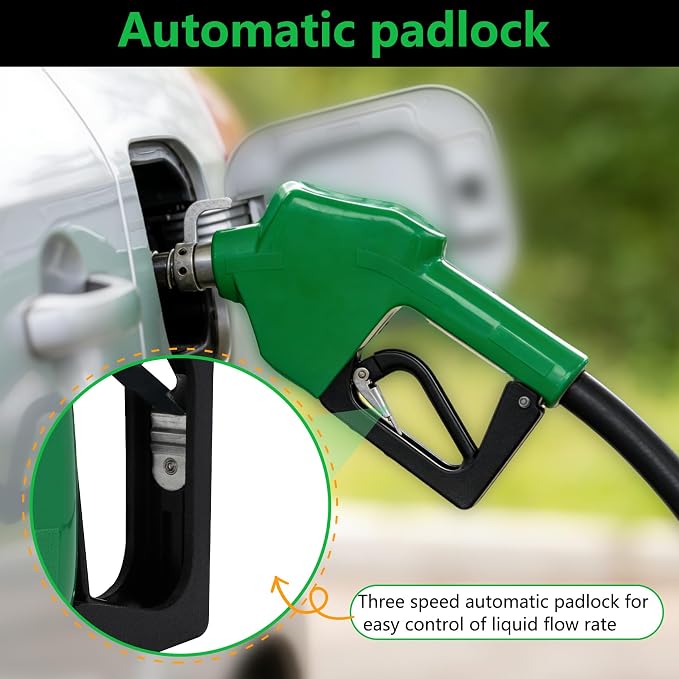 Azdele 3/4" NPT Fuel Nozzle & Hose Swivel, Auto Shut Off Diesel Fuel Transfer Nozzle, 3-speed Latch Max Flow 16 GPM, Automatic Fuel Nozzle Used for Gasoline, Diesel, Biodiesel, Kerosene