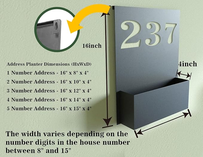 Personalized Address Sign with Planter Box, Personalized Metal Address Planter, Custom House Numbers, Address Planter Box, House Numbers Sign…, design 49