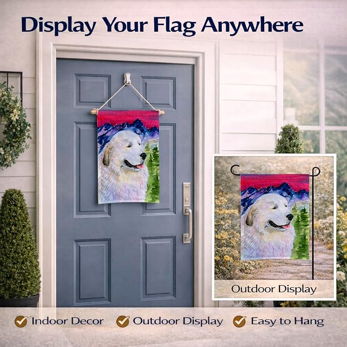 Caroline's Treasures SS8473GF Great Pyrenees Garden Flag Mailbox Flag Decorative Yard Flag Banner Outside Patio Artwork Yard Flower Beds, Garden Size, Multicolor