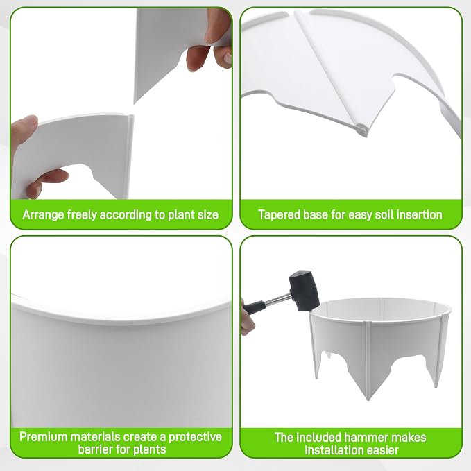 Anothera 48 Pieces Planting Rings, Diameter Range 8.2-15.7 Inches, Interlocking Garden Planting Rings, White Garden Rings for Plant Support