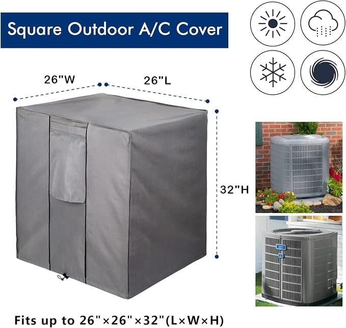 Air Conditioner Covers for Outside Units, AC Unit Covers Outdoor Fits up to 26 x 26 x 32 inches