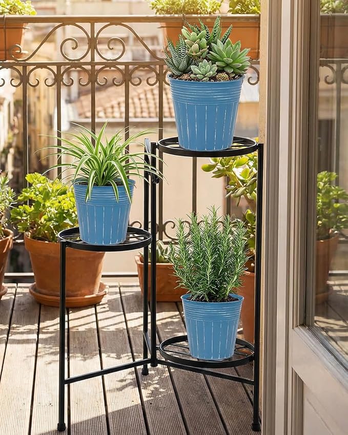 vensovo 5 Inch Galvanized Bucket Planter - 6 Pack Metal Flower Pots with Drainage Holes & Plugs, Rustic Deep Blue Tin Pots for Indoor Herbs, Outdoor Succulents, Farmhouse Home Garden Decor