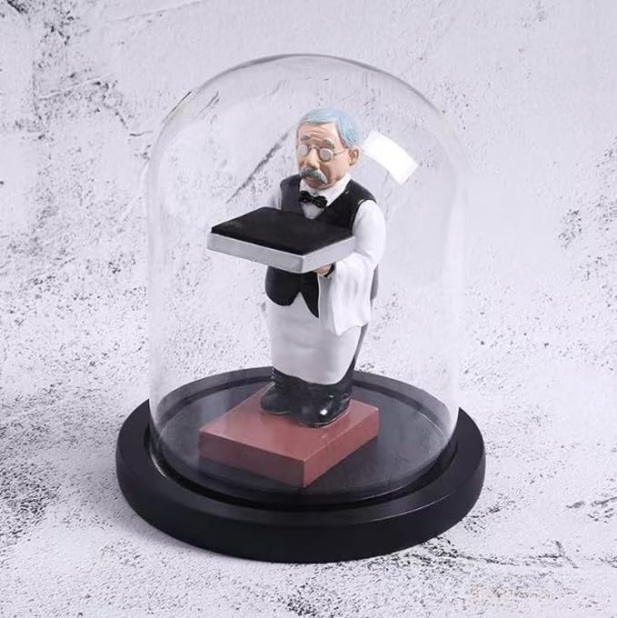 Glass Cloche Bell Jar Display Dome 5.6x7 Inch, Clear High Borosilicate Glass Bell Jar with Black Wooden Base, Dustproof Display Case for Plants Candles Jewelry Home Wedding Decor