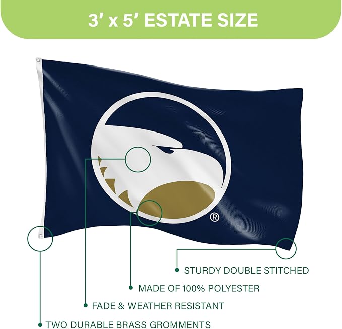 NCAA Georgia Southern University Flag with Grommets, 3'x5' GSU Eagles Outdoor College Flags & Banners for Garden Patio Indoor Wall Décor