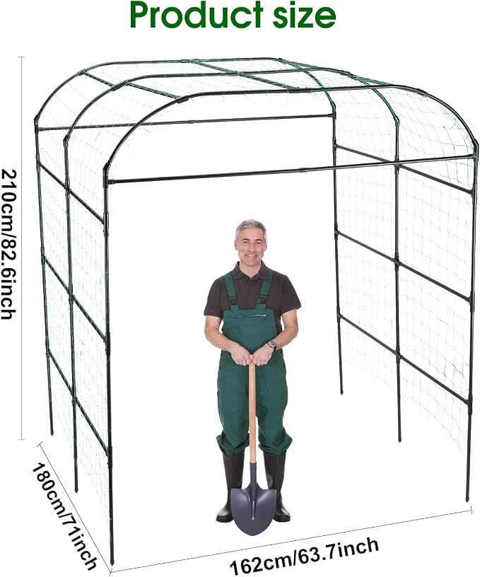 Garden Arch Trellis for Climbing Plants Outdoor, Grape Vine Tomato Bean U Frame Plant Vegetable Support, Cucumber Pergola for Backyard, Black