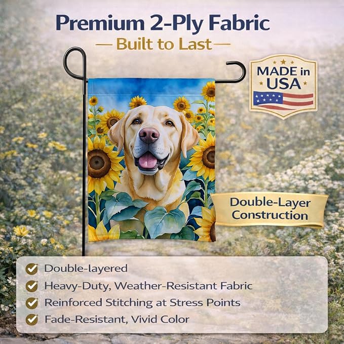 Caroline's Treasures DAC6111GF Labrador Retriever in Sunflowers Garden Flag Mailbox Flag Decorative Yard Flag Banner Outside Patio Artwork Yard Flower Beds, Garden Size, Multicolor