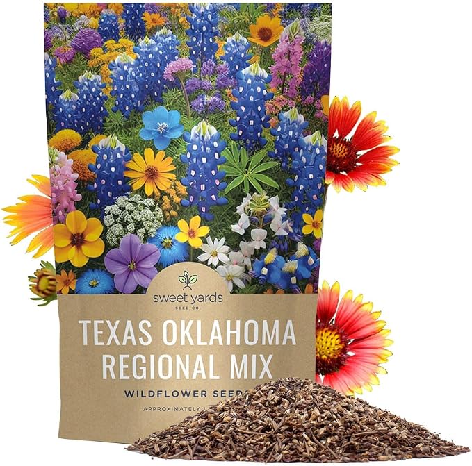 Texas Oklahoma Regional Mix Seeds for Planting - Bulk 1 Pound Bag - Over 240,000 Native Seeds - Open Pollinated and Non GMO