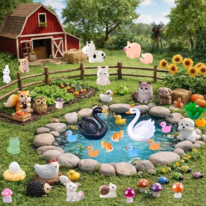 150 Pcs Mini Resin Animals Figurines, Mixed Tiny Resin Figures Bulk Fairy Garden Décor Micro Landscape Ornaments Dollhouse Craft Accessories DIY Slime Charms for Christmas Halloween Fillers Stuffers