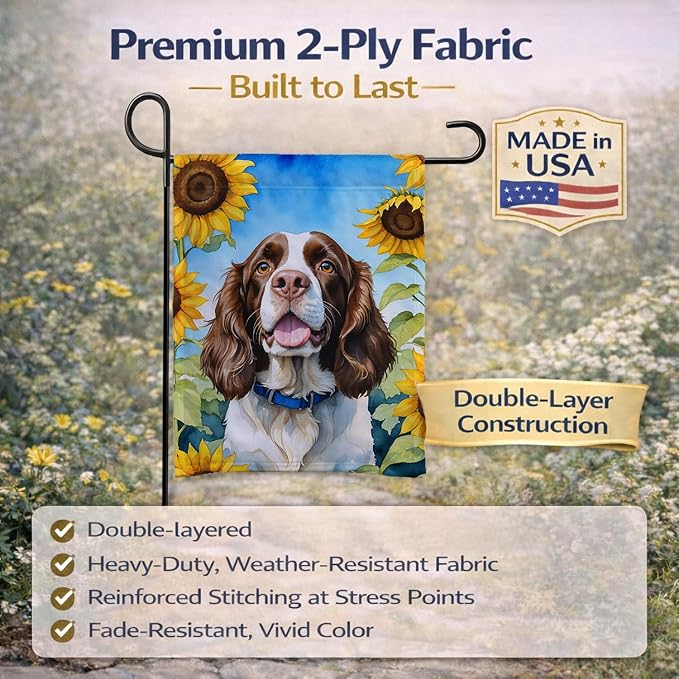 Caroline's Treasures DAC6076GF English Springer Spaniel in Sunflowers Garden Flag Mailbox Flag Decorative Yard Flag Banner Outside Patio Artwork Yard Flower Beds, Garden Size, Multicolor